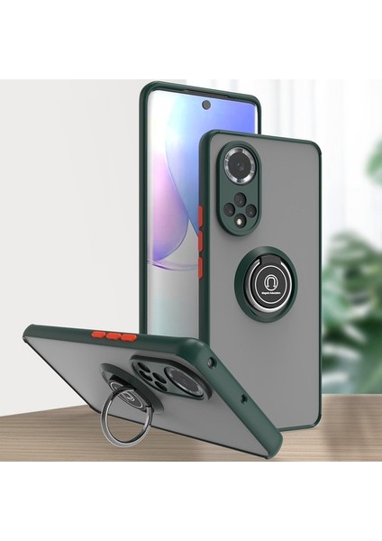 Huawei Nova 9 Için Yüzük Stand Mat Sert Silikon Telefon Kılıfı - Kırmızı (Yurt Dışından)