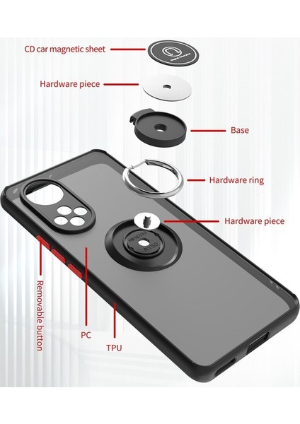Huawei Nova 9 Için Yüzük Stand Mat Sert Silikon Telefon Kılıfı - Kırmızı (Yurt Dışından) fırsatları