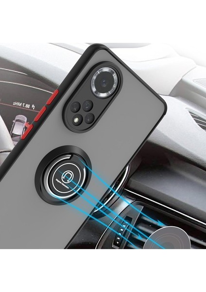 Huawei Nova 9 Için Yüzük Stand Mat Sert Silikon Telefon Kılıfı - Kırmızı (Yurt Dışından) indirimleri