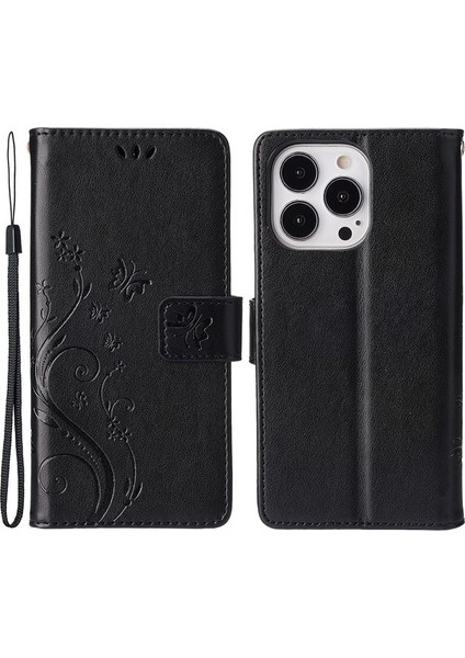 iPhone 15 Pro Max Cep Telefonu Kılıfı Pu Deri Cüzdan Kapak Stand Kayışı (Yurt Dışından)