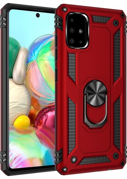 Samsung Galaxy A71 Için Çift Katmanlı Halkalı Standlı Shockproof Kılıf (Yurt Dışından)