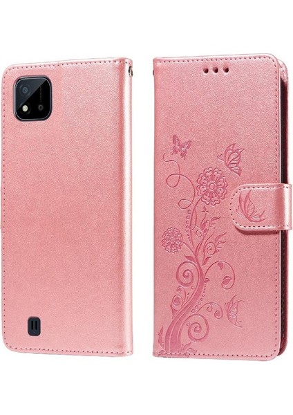 Realme C20 Çiçek Flip Kart Yuvaları Deri Için Flip Case (Yurt Dışından)