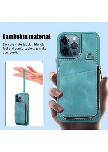 iPhone 14 Pro Maks Kart Çanta Tasarım Stand Cover Anti-Fall Pu Deri Kaplamalı Tpu Telefon Kılıfı El ve Omuz Kayış Yeşili (Yurt Dışından) indirimleri