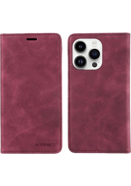 Iphone 15 Için Kılıf Pro Koruyucu Folyo Cüzdan Manyetik Pu Deri (Yurt Dışından)