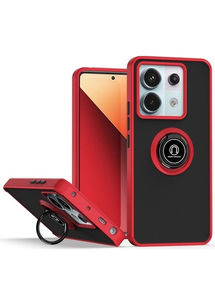 Xiaomi Redmi Note 13 Pro 5g Için Yüzük Stand Mat Sert Silikon Telefon Kılıfı - Mavi (Yurt Dışından)