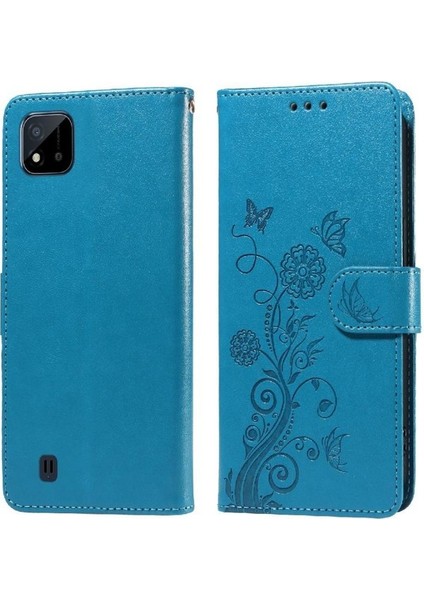 Realme C20 Çiçek Flip Kart Yuvaları Deri Için Flip Case (Yurt Dışından)