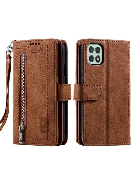 Samsung Galaxy A22 5g Cüzdan 9 Kart Yuvaları Stand Pu Için Flip Case (Yurt Dışından)