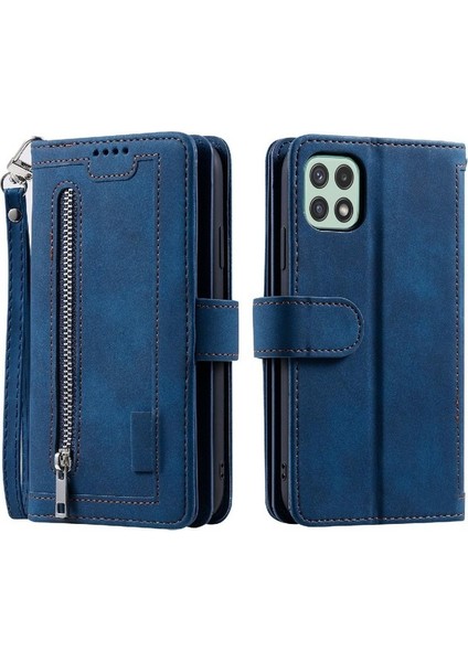 Samsung Galaxy A22 5g Cüzdan 9 Kart Yuvaları Stand Pu Için Flip Case (Yurt Dışından)