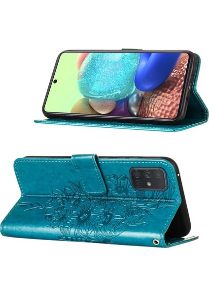 Galaxy A71 5g Için Kelebek Pu Deri Çevirmeli Cüzdan Stand Telefon Kılıfı - Kırmızı (Yurt Dışından)
