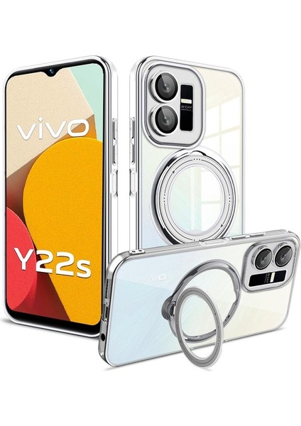 Vivo Y22S 4g / Y35 4g 2022 Yüzük Stand Telefon Kılıf Damla Kanıtı Pc+Tpu Kapağı Magsafe ile Uyumlu (Yurt Dışından)