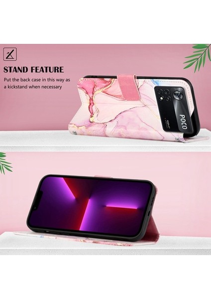 Poco X4 Pro 5g Için Mermer Desenli Pu Deri Cüzdan Telefon Kılıfı - Rose Gold (Yurt Dışından) indirimleri