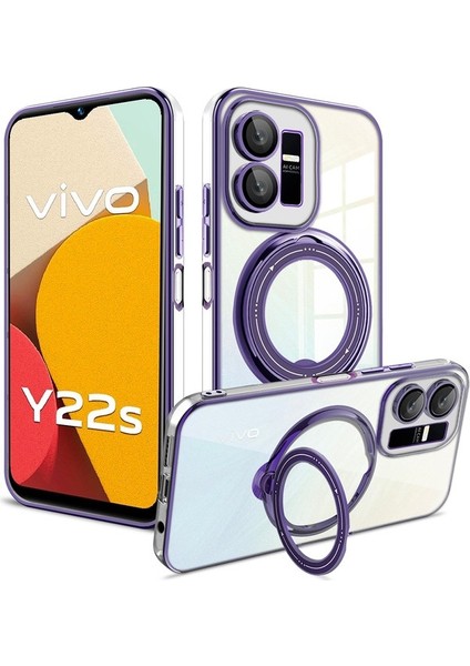 Vivo Y22S 4g / Y35 4g 2022 Yüzük Stand Telefon Kılıf Damla Kanıtı Pc+Tpu Kapağı Magsafe ile Uyumlu (Yurt Dışından)