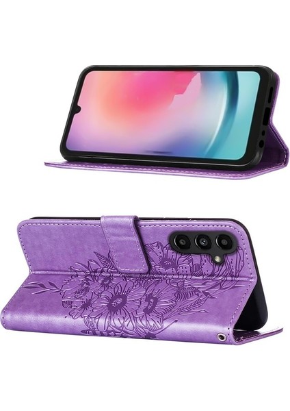 Samsung Galaxy A05S Için Kelebek Pu Deri Çevirmeli Cüzdan Stand Telefon Kılıfı - Mor (Yurt Dışından) indirimleri