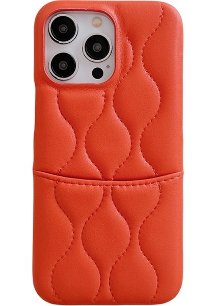 iPhone 15 Pro Telefon Kılıfı Kart Yuvası Pu Deri Kaplamalı Tpu Arka Kapak-Turuncu (Yurt Dışından) fiyatları