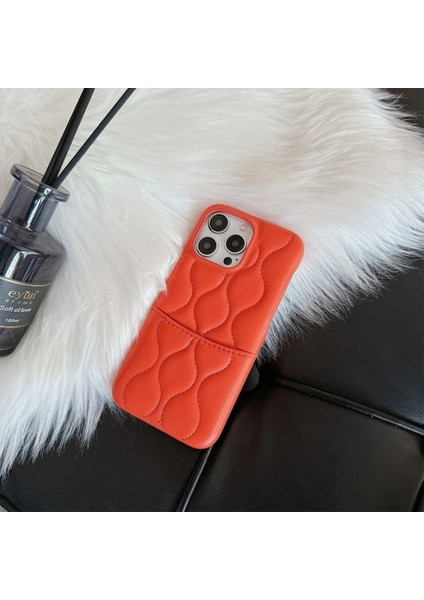 iPhone 15 Pro Telefon Kılıfı Kart Yuvası Pu Deri Kaplamalı Tpu Arka Kapak-Turuncu (Yurt Dışından) modelleri