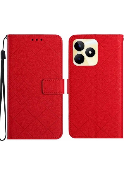 El Kayışı Cüzdan Pu Deri ile Realme C53 Kart Yuvası Standı Için Flip Case (Yurt Dışından)