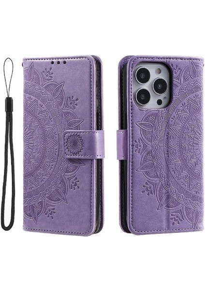 IPhone 16 Için Flip Case Pro Stand Cüzdan Kılıf Totem Kabartma Pu (Yurt Dışından)