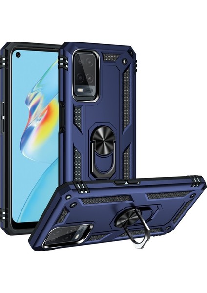 Oppo A54 4g Için Çift Katmanlı Ağır Askeri Sınıf Darbeye Halkalı Standlı Kılıf Rose Gold (Yurt Dışından)