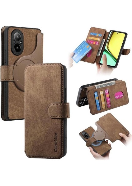 Realme C67 4g Cüzdan Retro Mıknatıs Koruyucu Malzeme Kartı Için Flip Case (Yurt Dışından)