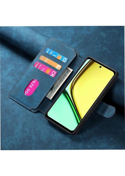 Realme C67 4g Cüzdan Retro Mıknatıs Koruyucu Malzeme Kartı Için Flip Case (Yurt Dışından)