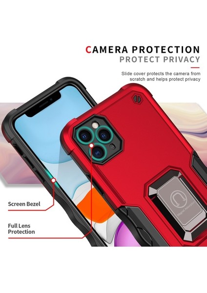 iPhone 11 Pro Için Metal Halka Tutucu Stand Çift Katmanlı Telefon Koruyucu Kılıf Pembe (Yurt Dışından) fiyatları