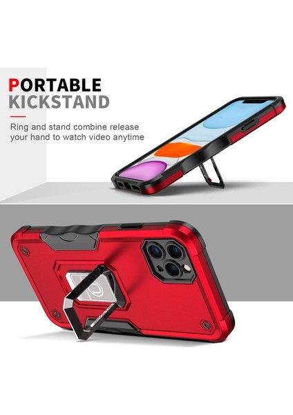 iPhone 11 Pro Için Metal Halka Tutucu Stand Çift Katmanlı Telefon Koruyucu Kılıf Pembe (Yurt Dışından) fırsatları