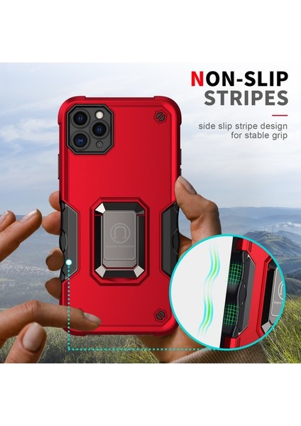 iPhone 11 Pro Için Metal Halka Tutucu Stand Çift Katmanlı Telefon Koruyucu Kılıf Pembe (Yurt Dışından) indirimleri