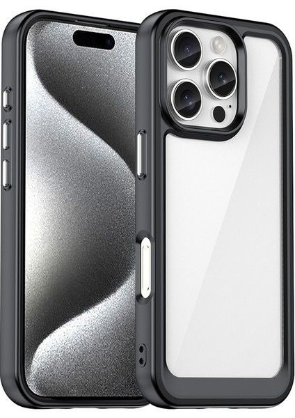 iPhone 16 Pro Için Şeffaf Pc Arka Tpu Tampon Telefon Kılıfı - Siyah (Yurt Dışından) fiyatları