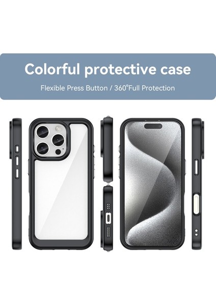 iPhone 16 Pro Için Şeffaf Pc Arka Tpu Tampon Telefon Kılıfı - Siyah (Yurt Dışından) indirimleri