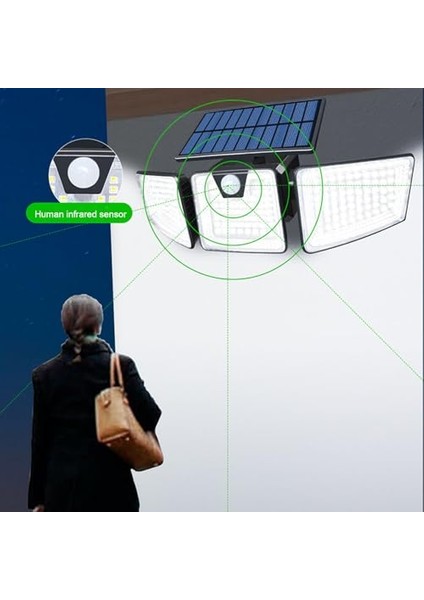 Kajilai Güneş Enerjili Süper Parlak LED Sensörlü Duvar Lambası Açık Hava Teras Üçlü Duvar Lambası IP65 Su Geçirmez Ayarlanabilir Açı Üç Taraflı Aydınlatma (Yurt Dışından) fırsatları