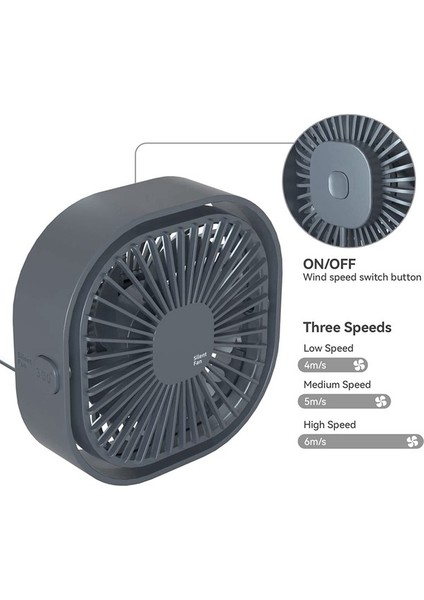 Hızlı Taşınabilir Masa Fanı, USB Fişli Küçük Soğutma Fanı Gri (Yurt Dışından) modelleri