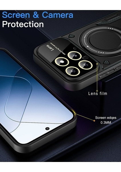 Xiaomi 14 Pro Için Çift Katmanlı Manyetik Halka Lens Standı Telefon Kılıfı - Kırmızı (Yurt Dışından) indirimleri