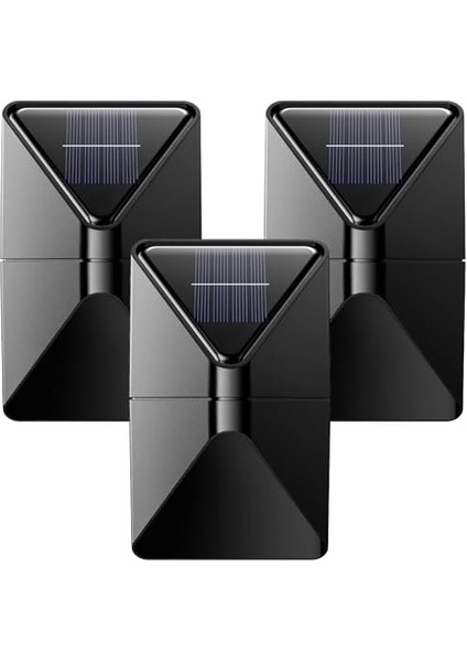 3 Güneş Enerjili LED Aplik Seti, Veranda, Bahçe ve Sundurma Için Dış Mekan Su Geçirmez Duvar Lambası (Yurt Dışından)