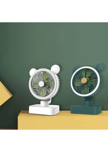 Gece Işıklı Masa Fanı, Ofis Ev Masası Için Taşınabilir Fan, Yeşil (Yurt Dışından) indirimleri