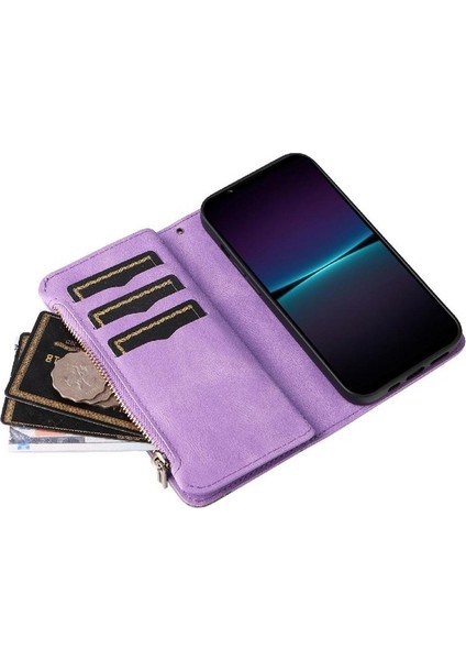 Kart Yuvası ile Sony Xperia 1 Iv Için Kılıf Dokuz Kart Yuvaları Fermuar Standı (Yurt Dışından)