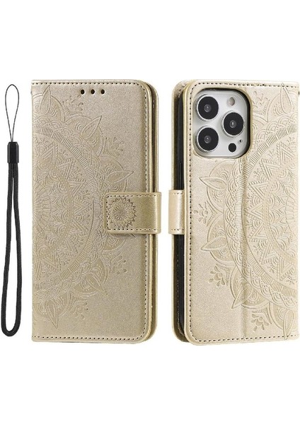 IPhone 16 Için Flip Case Pro Stand Cüzdan Kılıf Totem Kabartma Pu (Yurt Dışından)