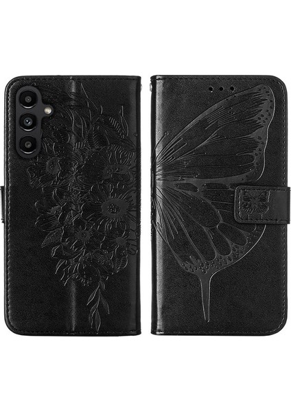 Samsung Galaxy A05S Için Kelebek Pu Deri Çevirmeli Cüzdan Stand Telefon Kılıfı - Mor (Yurt Dışından)