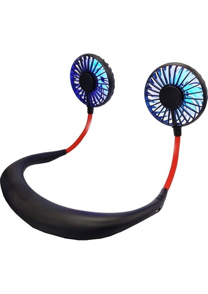 Mini Asılı Boyun Tipi Fan Açık LED Fan Siyah (Yurt Dışından)