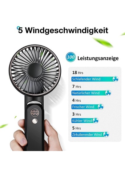 El Fanı, 5 Rüzgar Hızı ve 2500MAH Pil ile 180 ° Katlanabilir Mini Fan, Seyahat Ofisi Için USB El Fanı Cep Fanı (Yurt Dışından) fiyatları