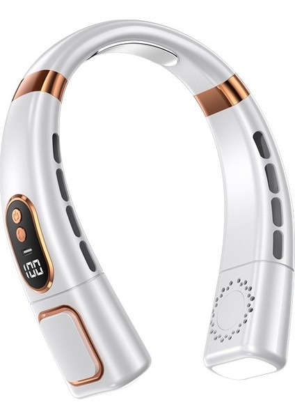 5 Hız Fan USB Şarj Taşınabilir Dijital Ekran Soğutucu Işık Asılı Boyun Fan Sessiz Fan Klima (Yurt Dışından)