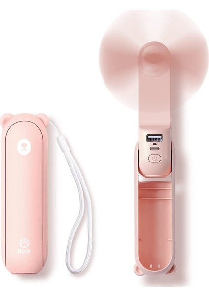 Fıy Taşınabilir Fan 2000 Mah El 3'ü 1 Arada Mini Fan USB Şarj Edilebilir Küçük Cep El Feneri Özelliği (Yurt Dışından)