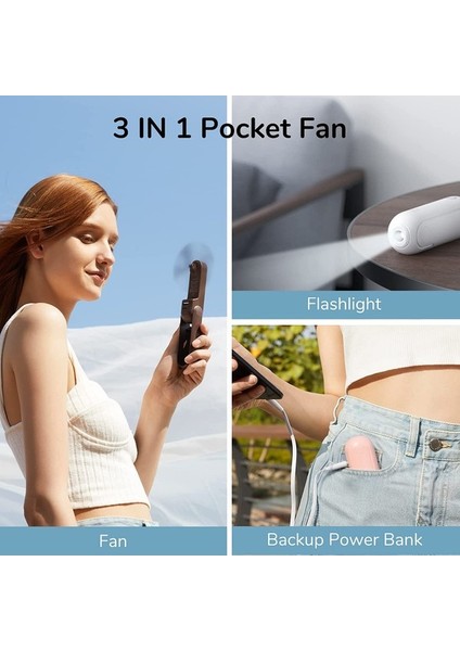 Fıy Taşınabilir Fan 2000 Mah El 3'ü 1 Arada Mini Fan USB Şarj Edilebilir Küçük Cep El Feneri Özelliği (Yurt Dışından) fırsatları