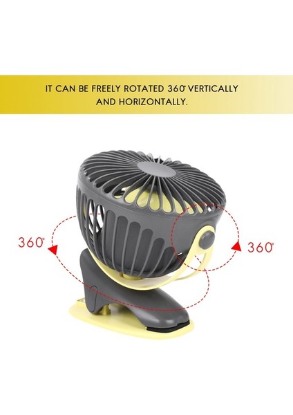 4000MAH USB 4speeds 360 Derece Döndürülebilir Şarj Edilebilir Masaüstü Klipsli Fan (Yurt Dışından) fiyatları