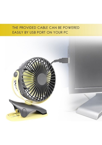4000MAH USB 4speeds 360 Derece Döndürülebilir Şarj Edilebilir Masaüstü Klipsli Fan (Yurt Dışından) modelleri