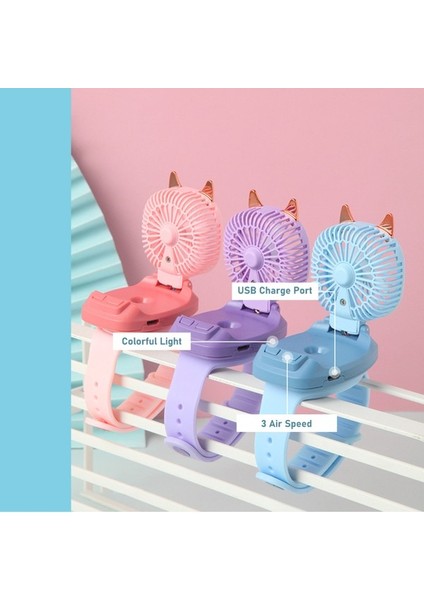 Çocuk USB Saat Fanı Çok Renkli Taşınabilir (Yurt Dışından) indirimleri