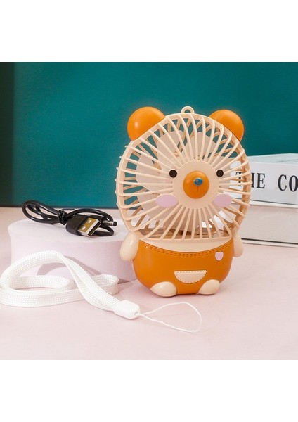 Sevimli Çizgi Film Ayı Mini Fan Çocuk El Fan Açık Portatif USB Şarj Fan (Yurt Dışından)
