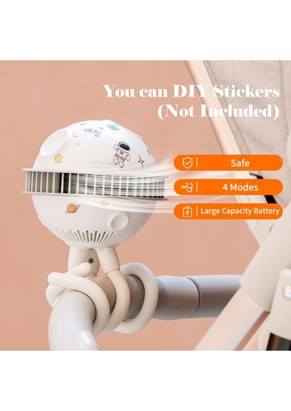 Ahtapot Bebek Arabası Sız 360° Soğutma 4 Hızlı Fan (Yurt Dışından)