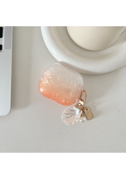 Apple 3 Için Tpu , Kabuk Şekli Kolye Turuncu Ile Degrade Kabuk Tahıl Koruyucu Taşıma Kulaklık Kılıfı (Yurt Dışından) modelleri