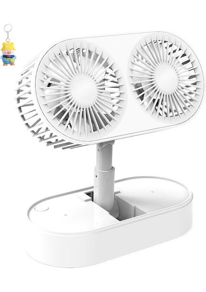 Yaratıcı Çift Kafalı Katlanır Fan Kaldırma Tipi USB Açık Taşınabilir Sessiz Ev Masaüstü Dikey Elektrikli (Yurt Dışından)