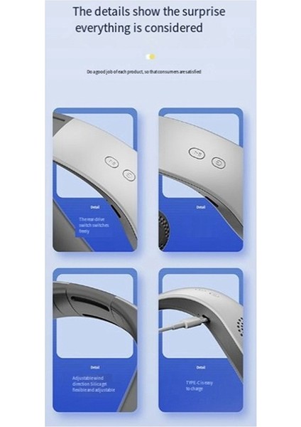 Taşınabilir Boyun Fanı 4000MAH USB Şarj Edilebilir Fan-A (Yurt Dışından) fırsatları